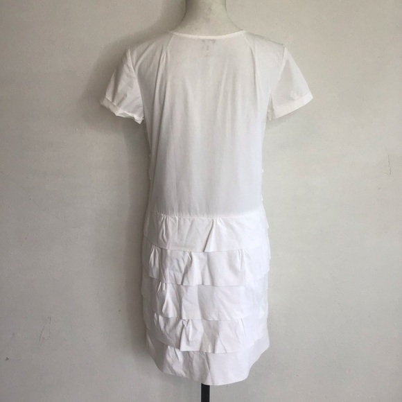 J. Crew Women Classic White Tiered Ruffled Scoop Neck Mini Summer Dress Size 4 - Picture 2 of 9